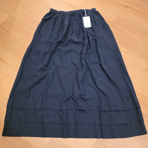 Darling Dresses & Skirts - Darling Maxi Skirt Womens M Navy Blue Tencel Linen Tiered Coastal Modest Boho